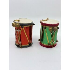 Felt Styrofoam Drums Ornaments , Pair , Made In Japan